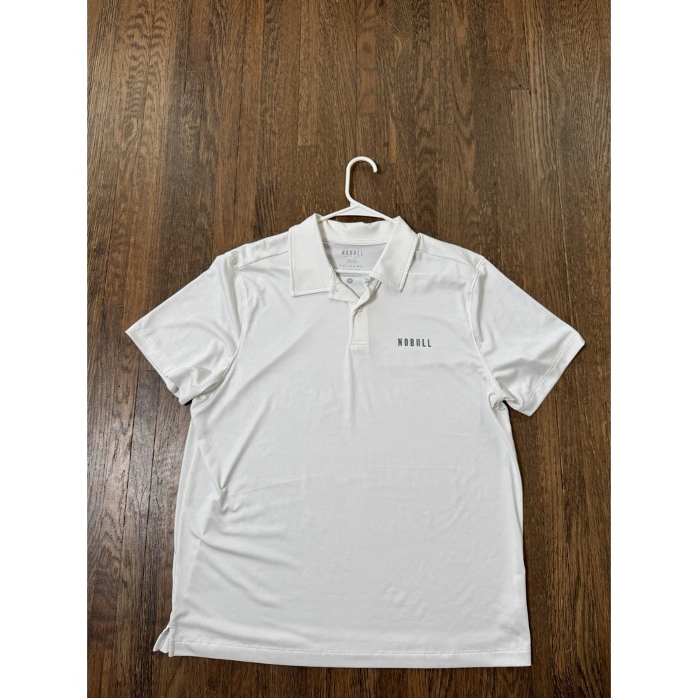 NOBULL Mens All Fore It Performance Golf Polo Shirt White Size XL Short Sleeve